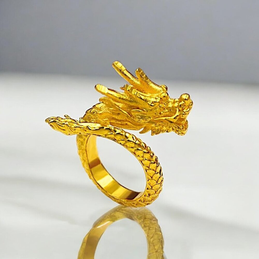 24K Gold Plated Dragon Wrap Ring